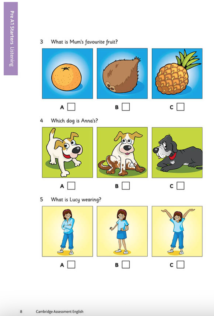 Nhiệm vụ của bé là nghe và chọn hình ảnh đúng